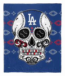 MLB Los Angeles Dodgers Candy Skull Silk Touch Throw Blanket 50x60 Inches