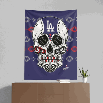 MLB Los Angeles Dodgers Candy Skull Wall Hanging 50x60 Inches