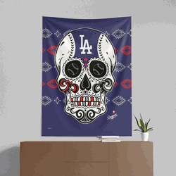 MLB Los Angeles Dodgers Candy Skull Wall Hanging 50x60 Inches