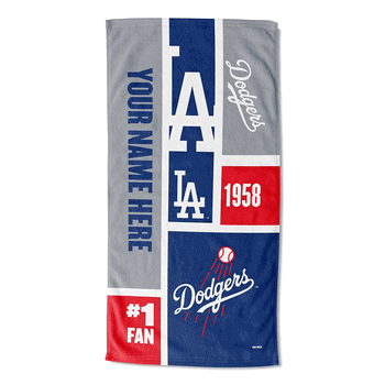MLB Los Angeles Dodgers Colorblock Personalized Beach Towel 30x60 Inches