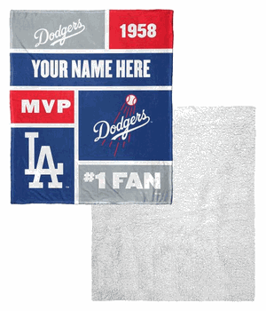 MLB Los Angeles Dodgers Colorblock Personalized Silk Touch Sherpa Throw Blanket 50x60 Inches