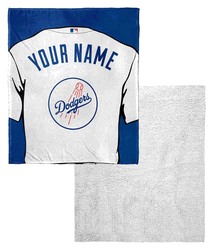 MLB Los Angeles Dodgers Jersey Personalized Silk Touch Sherpa Throw Blanket 50x60 Inches