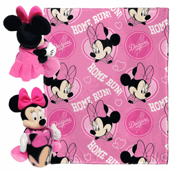 MLB Los Angeles Dodgers Minnie Mouse Hugger Pillow & Silk Touch Throw Blanket Set 40x50 Inches