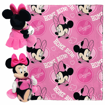 MLB Los Angeles Dodgers Minnie Mouse Hugger Pillow & Silk Touch Throw Blanket Set 40x50 Inches