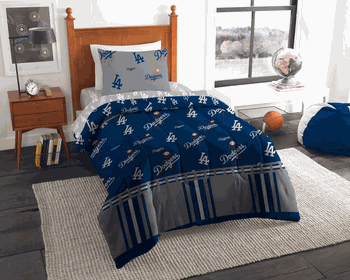 MLB Los Angeles Dodgers Rotary Twin Bed In A Bag Set 64 x 86 Inches