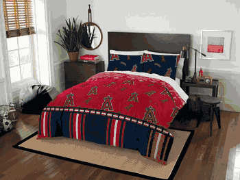 MLB Los Angeles Los Angeles Angels Rotary Queen Bed In A Bag Set