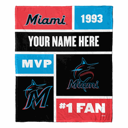 MLB Miami Marlins Colorblock Personalized Silk Touch Throw Blanket 50 x 60 Inches