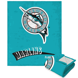 MLB Miami Marlins Cooperstown Collection Throwback Silk Touch Sherpa Throw Blanket 50 x 60 Inches