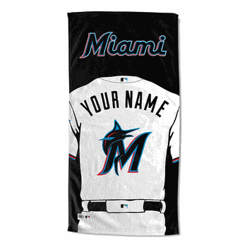 MLB Miami Marlins Jersey Personalized Beach Towel 30x60 Inches