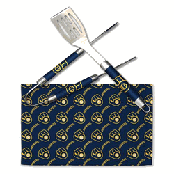 MLB Milwaukee Brewers 3-Piece BBQ Utensil Set 17.25 6 11 x 18 Inches