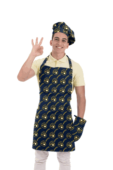 MLB Milwaukee Brewers 3 Piece Set - Apron Oven Mitt and Hat 28 x 31 7 x 12 12 x 10 Inches