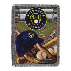 MLB Milwaukee Brewers Homefield Advantage Tapestry Throw Blanket 48x60 Inches