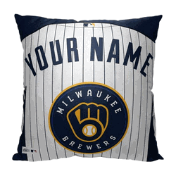 MLB Milwaukee Brewers Jersey Personalized Pillow 18x18 Inches