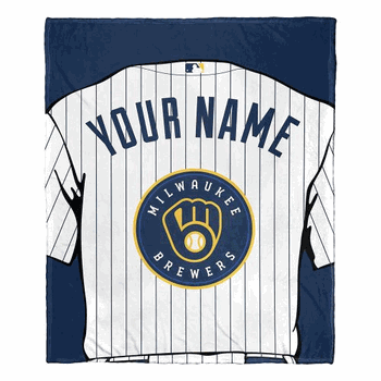 MLB Milwaukee Brewers Jersey Personalized Silk Touch Throw Blanket 50x60 Inches