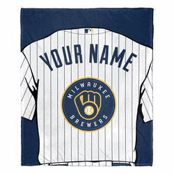MLB Milwaukee Brewers Jersey Personalized Silk Touch Throw Blanket 50x60 Inches