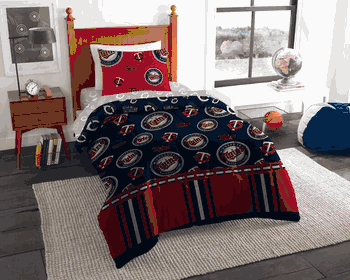 MLB Minnesota Minnesota Twins Rotary Twin Bed In A Bag Set