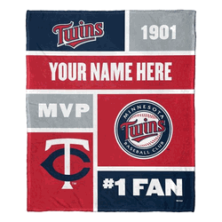 MLB Minnesota Twins Colorblock Personalized Silk Touch Throw Blanket 50 x 60 Inches