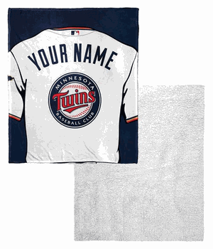 MLB Minnesota Twins Jersey Personalized Silk Touch Sherpa Throw Blanket 50x60 Inches