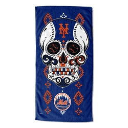 MLB New York Mets Candy Skull Printed Beach Towel
