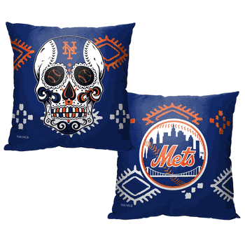MLB New York Mets Candy Skull Printed Throw Pillow