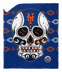 MLB New York Mets Candy Skull Silk Touch Sherpa Throw