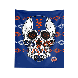 MLB New York Mets Candy Skull Wall Hanging 34x40 Inches