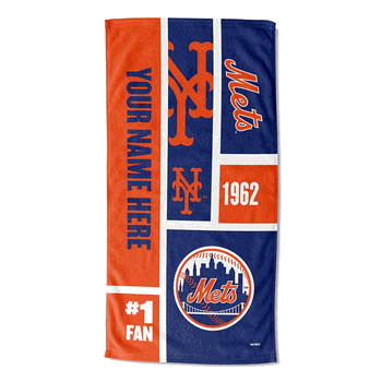 MLB New York Mets Colorblock Personalized Beach Towel 30x60 Inches