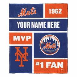 MLB New York Mets Colorblock Personalized Silk Touch Throw Blanket 50 x 60 Inches