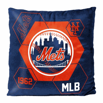 MLB New York Mets Connector Velvet Reverse Pillow 16 x 16 Inches