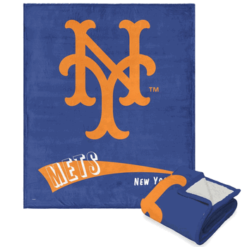 MLB New York Mets Cooperstown Collection Throwback Silk Touch Sherpa Throw Blanket 50 x 60 Inches