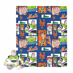 MLB New York Mets Disney Toy Story Buzz Lightyear Cameo Hugger Pillow & Silk Touch Throw Blanket Set 40x50 Inches