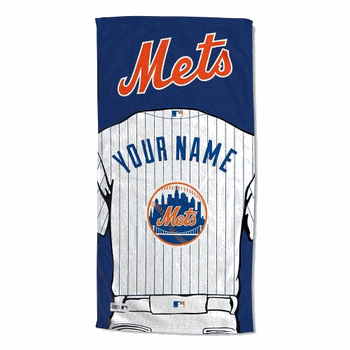 MLB New York Mets Jersey Personalized Beach Towel 30x60 Inches
