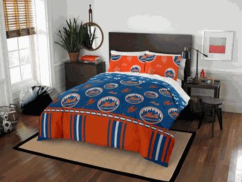 MLB New York Mets Rotary Full Bed In A Bag Set 78 x 86 Inches