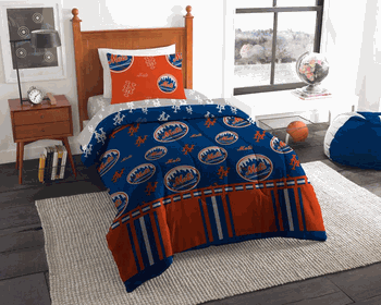 MLB New York Mets Rotary Twin Bed In A Bag Set 64 x 86 Inches