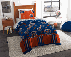 MLB New York Mets Rotary Twin Bed In A Bag Set 64 x 86 Inches