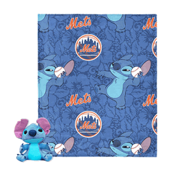 MLB New York Mets Strike Stitch Hugger Pillow & Silk Touch Throw Blanket Set 40x50 Inches