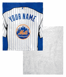 MLB New York MetsJersey Personalized Silk Touch Sherpa Throw Blanket 50x60 Inches