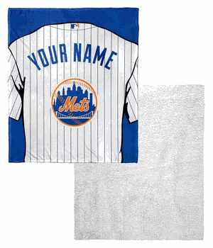 MLB New York MetsJersey Personalized Silk Touch Sherpa Throw Blanket 50x60 Inches