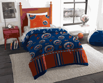 MLB New York New York Mets Rotary Twin Bed In A Bag Set