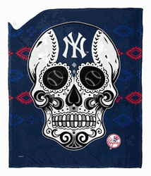 MLB New York Yankees Candy Skull Silk Touch Sherpa Throw Blanket 50x60 Inches