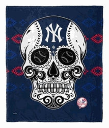 MLB New York Yankees Candy Skull Silk Touch Throw Blanket 50x60 Inches