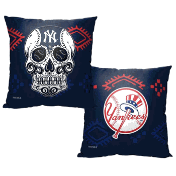 MLB New York Yankees Candy Skull Throw Pillow 18x18 Inches