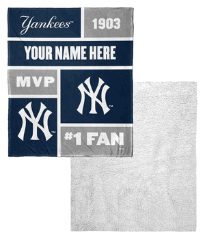 MLB New York Yankees Colorblock Personalized Silk Touch Sherpa Throw Blanket 50x60 Inches