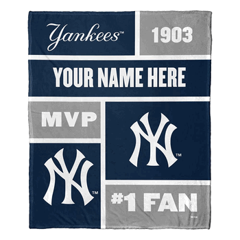 MLB New York Yankees Colorblock Personalized Silk Touch Throw Blanket 50 x 60 Inches