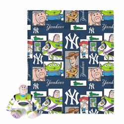 MLB New York Yankees Disney Toy Story Buzz Lightyear Cameo Hugger Pillow & Silk Touch Throw Blanket Set 40x50 Inches