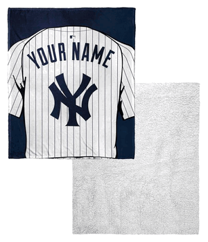 MLB New York Yankees Jersey Personalized Silk Touch Sherpa Throw Blanket 50x60 Inches