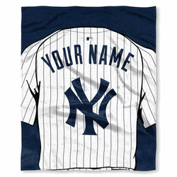 MLB New York Yankees Jersey Personalized Silk Touch Throw Blanket 50x60 Inches