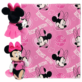 MLB New York Yankees Minnie Mouse Hugger Pillow & Silk Touch Throw Blanket Set 40x50 Inches