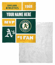 MLB Oakland Athletics Colorblock Personalized Silk Touch Sherpa Throw Blanket 50x60 Inches