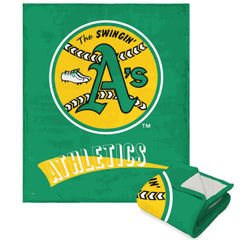 MLB Oakland Athletics Cooperstown Collection Throwback Silk Touch Sherpa Throw Blanket 50 x 60 Inches